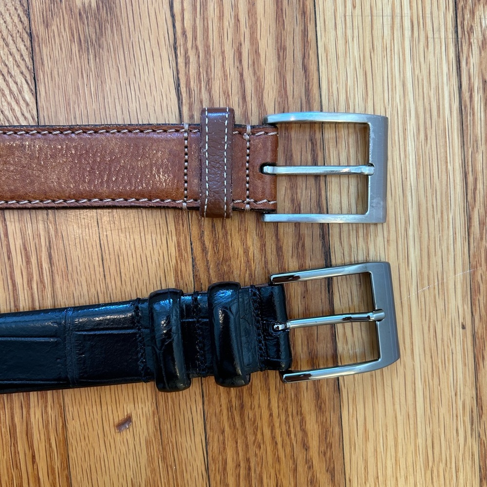Trafalgar men’s belts, Italian leather, Black and Brown, size 38